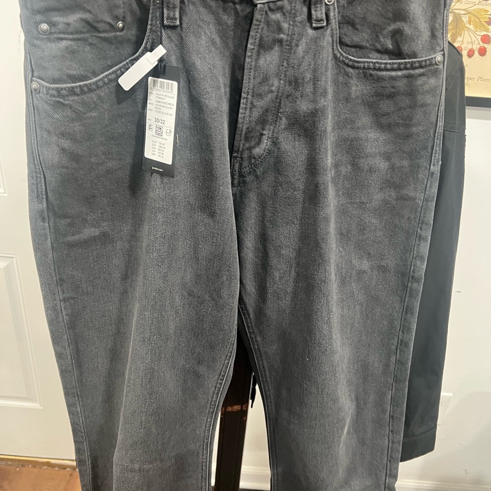 G-Star RAW Dakota Jeans 30x32 Black Straight Premium Italian Denim NWT